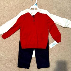 NWT 24 month CARTERS 3 piece matching set  christmas winter corduroy black pants